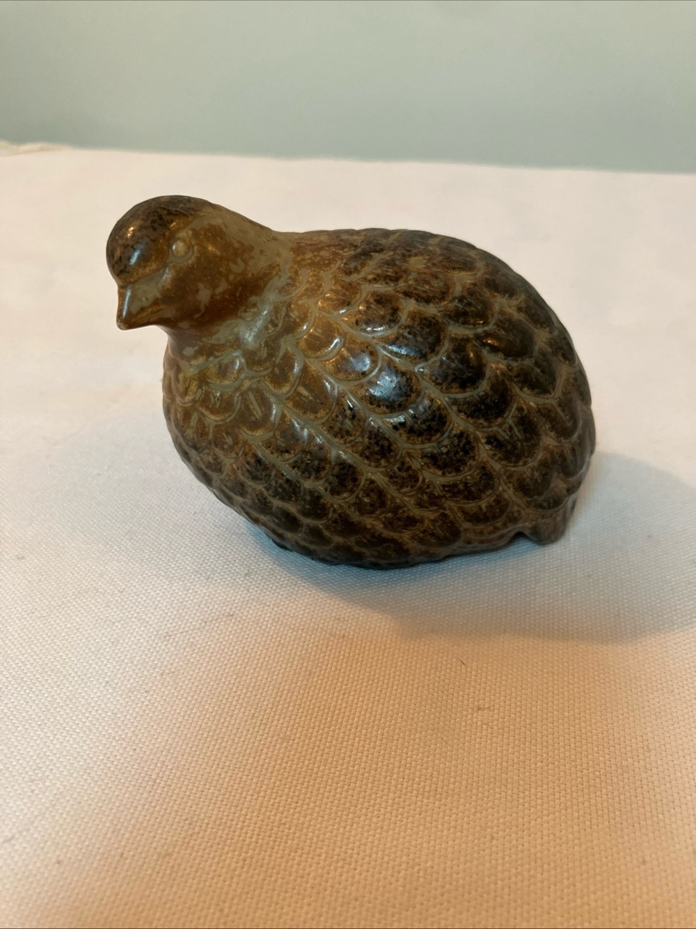 VTG MCM Quail Bird Sculpture 3in Ceramic Pottery Brown Maximalist Fall Cottage